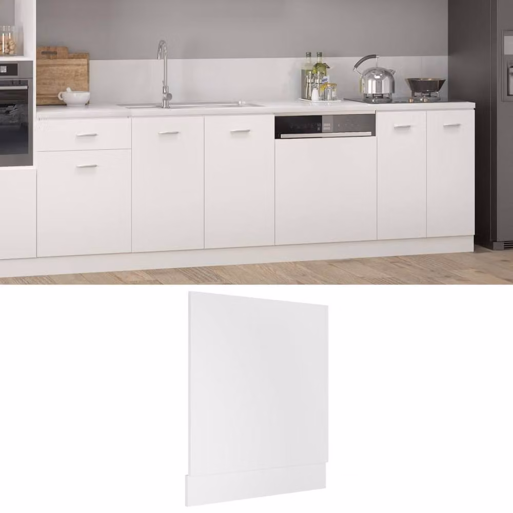 Berkfield Home Durable Dishwasher Panel in White, Engineered Wood, W: 59.5 cm, D: 3 cm, H: 67 cm