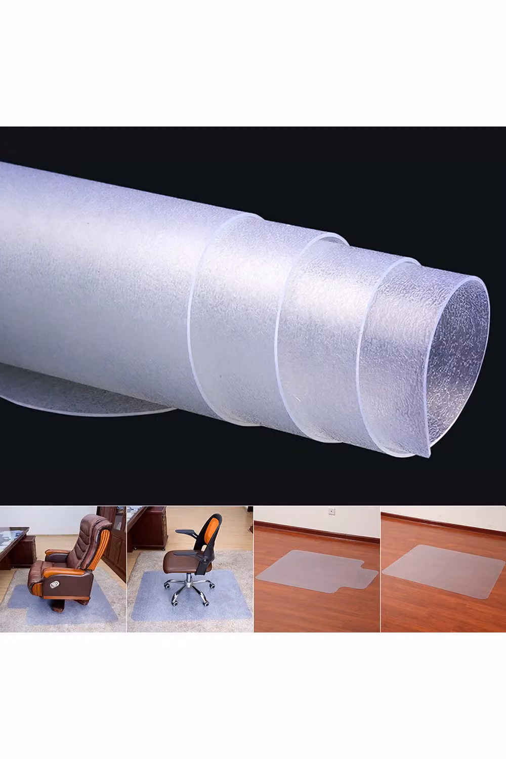 Living and Home Transparent PVC Non-Slip Office Chair Desk Mat Floor Protector – 4