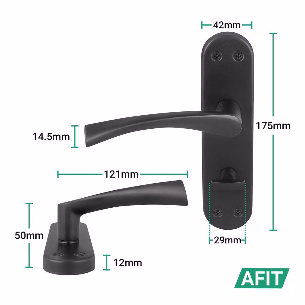 AFIT Black Twist Bathroom Handle Novi Backplate Privacy Pair, Matt Black, W/D/H: 15.0 x 15.0 x 1.5 cm – 2