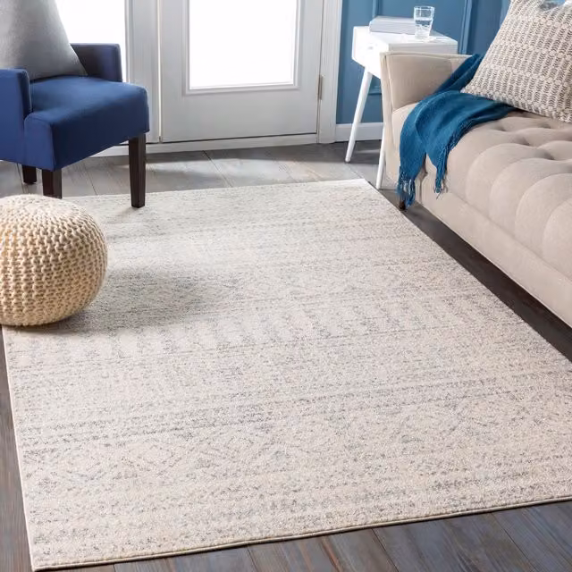 Livabliss Elaziz-Global Vintage Machine Woven Rug in Grey and White, W/D/H: 120 x 170 cm