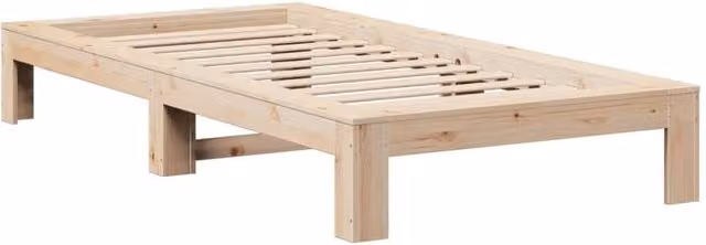 Berkfield Home Solid Wood Small Single Bed Frame in Brown, W/D/H: 75 x 190 x 32 cm