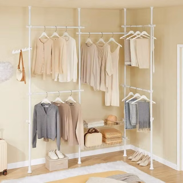 SoBuy White Matt Metal Adjustable Floor Coat Rack and Clothes Rail – 1