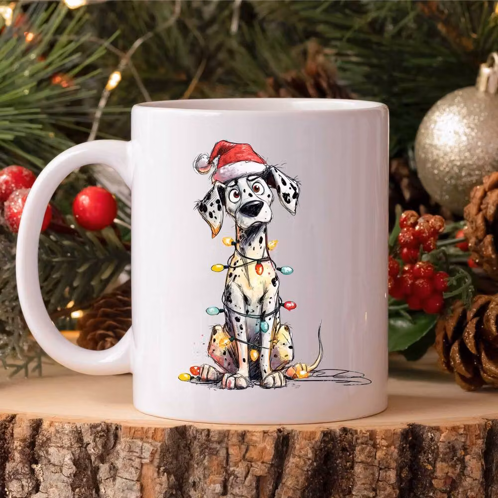 60 Second Makeover Dalmatian Christmas Lights Ceramic Mug in White – 2