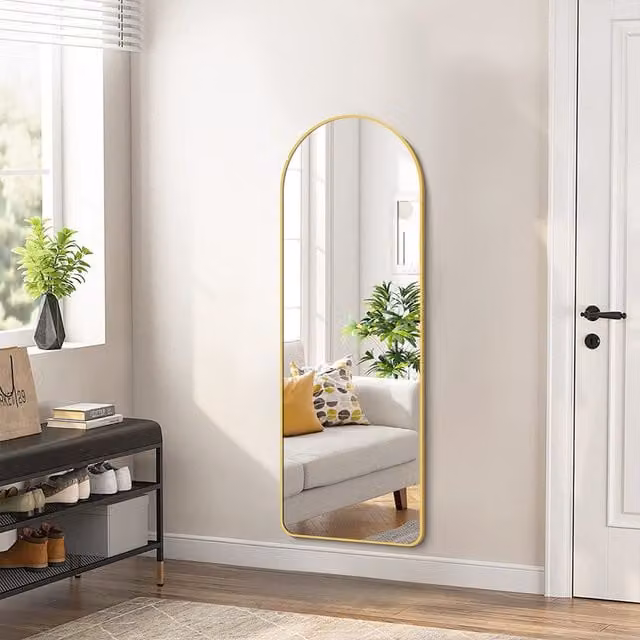 Lifeideas Scandinavian Metal Frame Full Length Wall Mirror in Gold