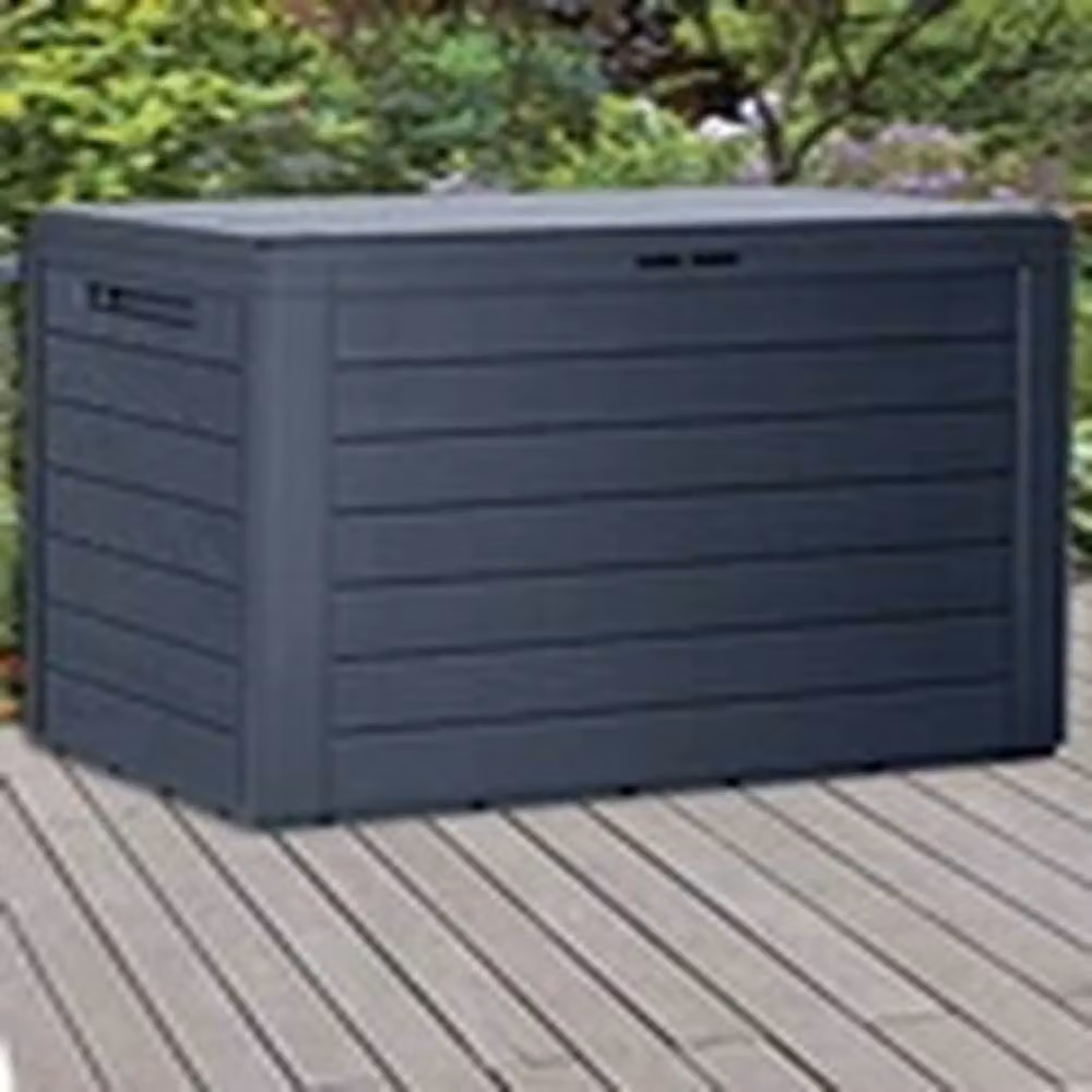 Hinsinc 140L Grey Plastic Tool Storage Box with Lid and Wood Design – 2