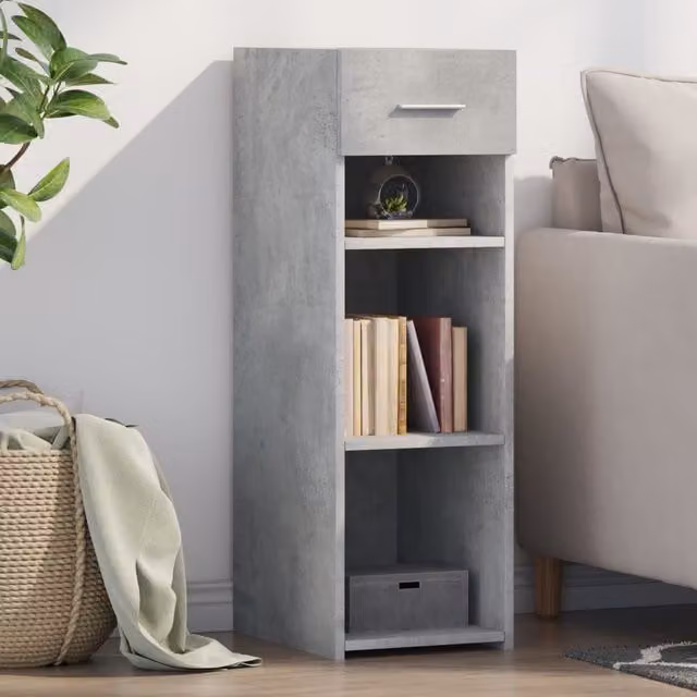 Berkfield Home Modern Sideboard in Concrete Grey, MDF, W/D/H: 30 x 42.5 x 93 cm