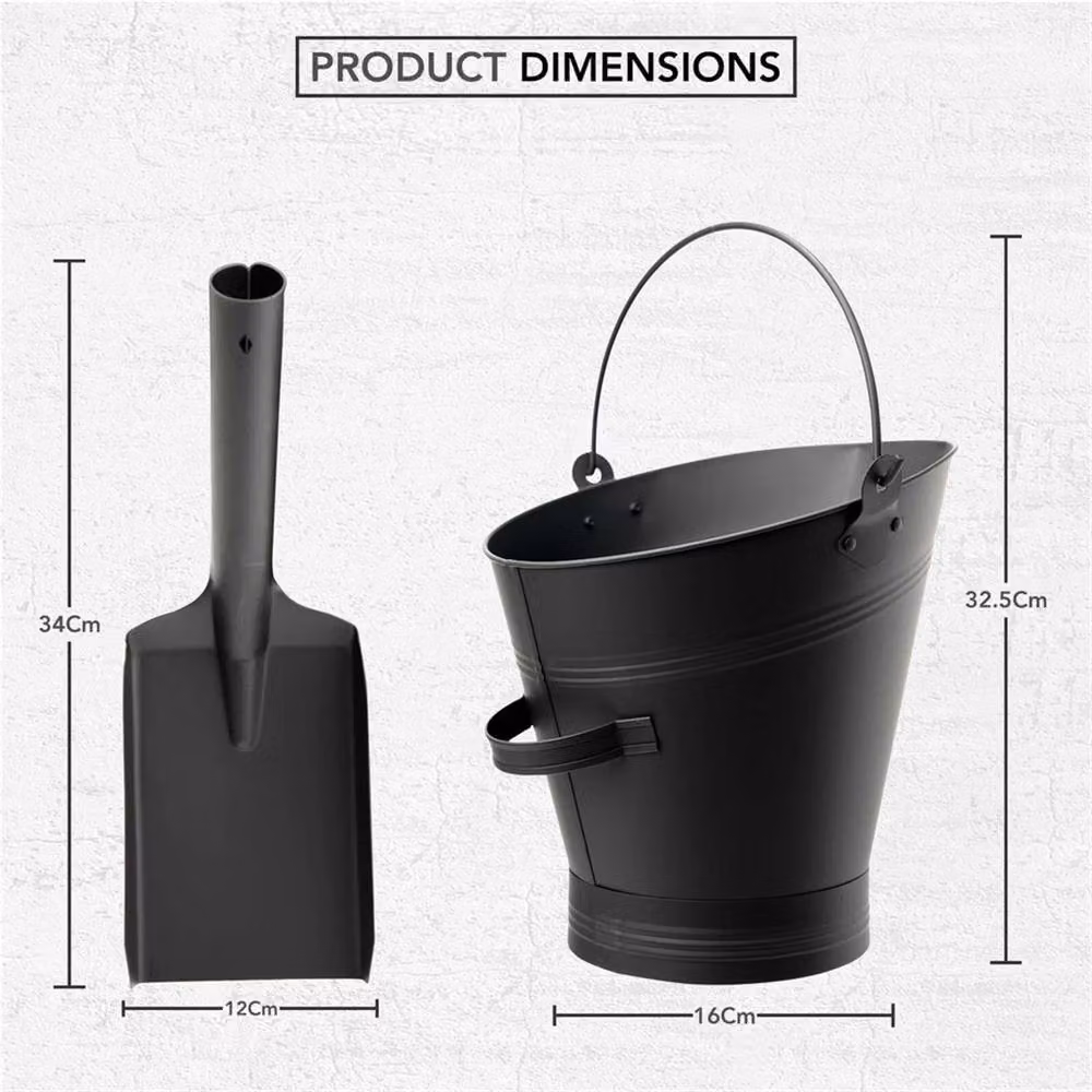 VOGREX Steel Coal Bucket and Shovel Set in Black – 2