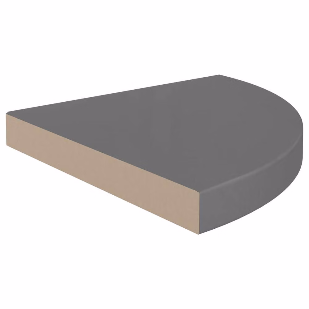 Berkfield Home Set of 4 Durable Floating Corner Shelves in High Gloss Grey, W/D/H: 35 x 35 x 3.8 cm – 4