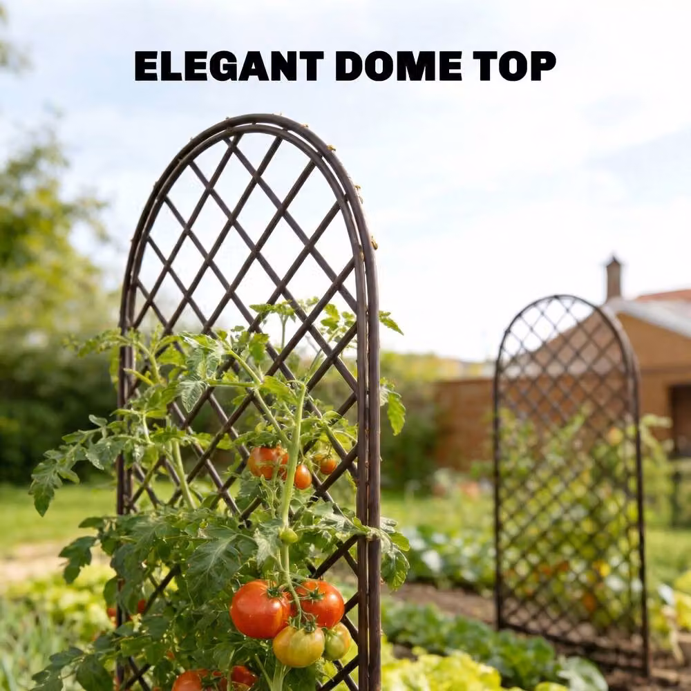 Outsunny Decorative Garden Trellis with Dome Top for Climbing Plants, Brown Wood Finish – 11