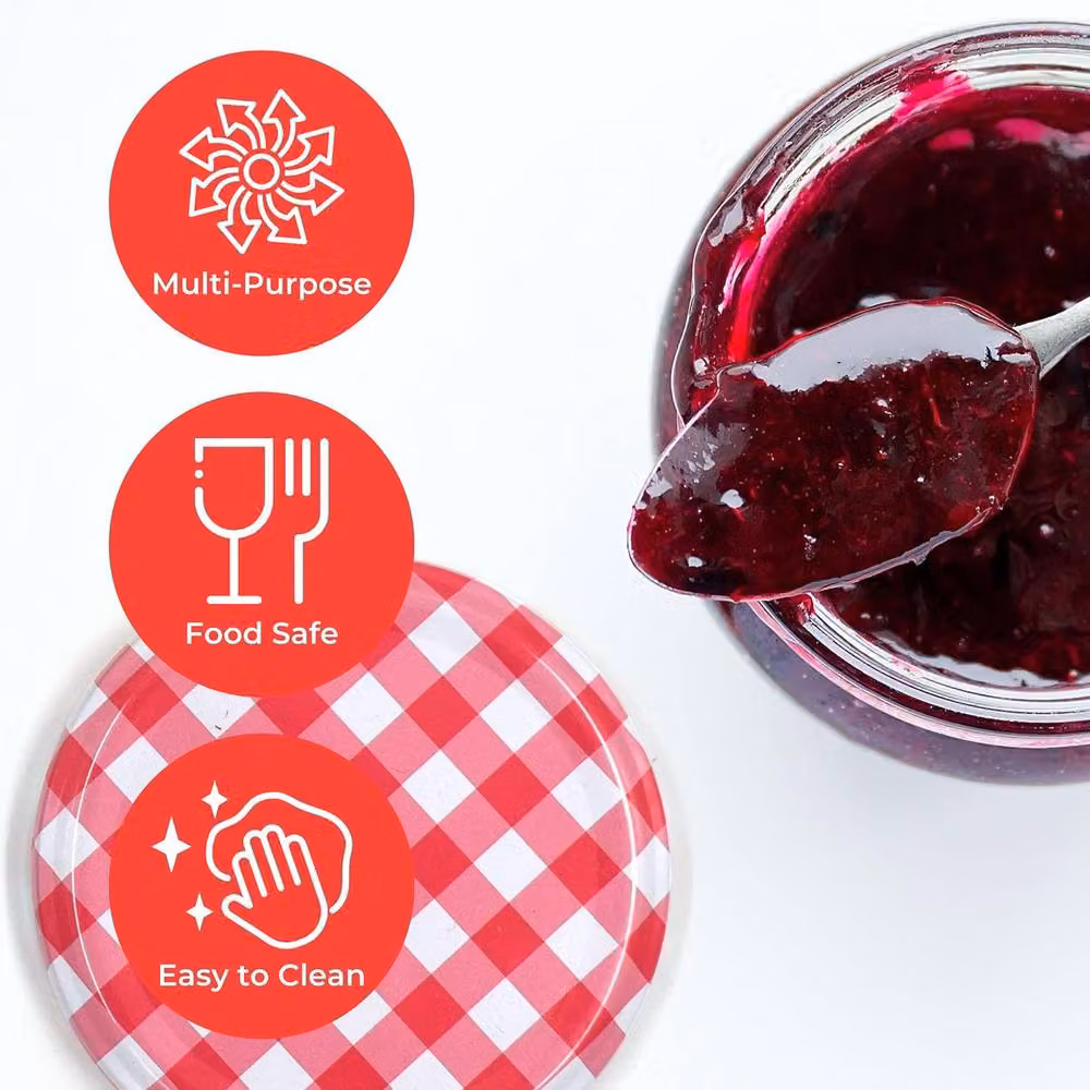 Volila 12 Pack Red Round Glass Jam Jars with Labels and Pen, 350ml per Jar – 5