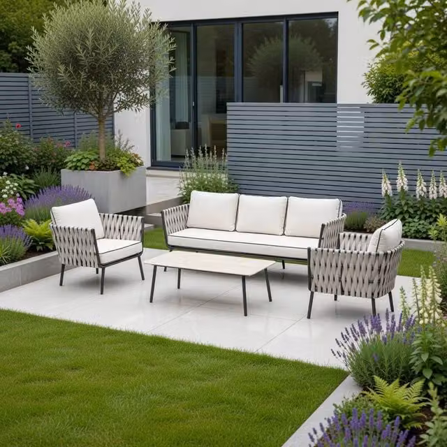 DS Living Rope 5 Seater Aluminium Garden Furniture Set in Grey – 1