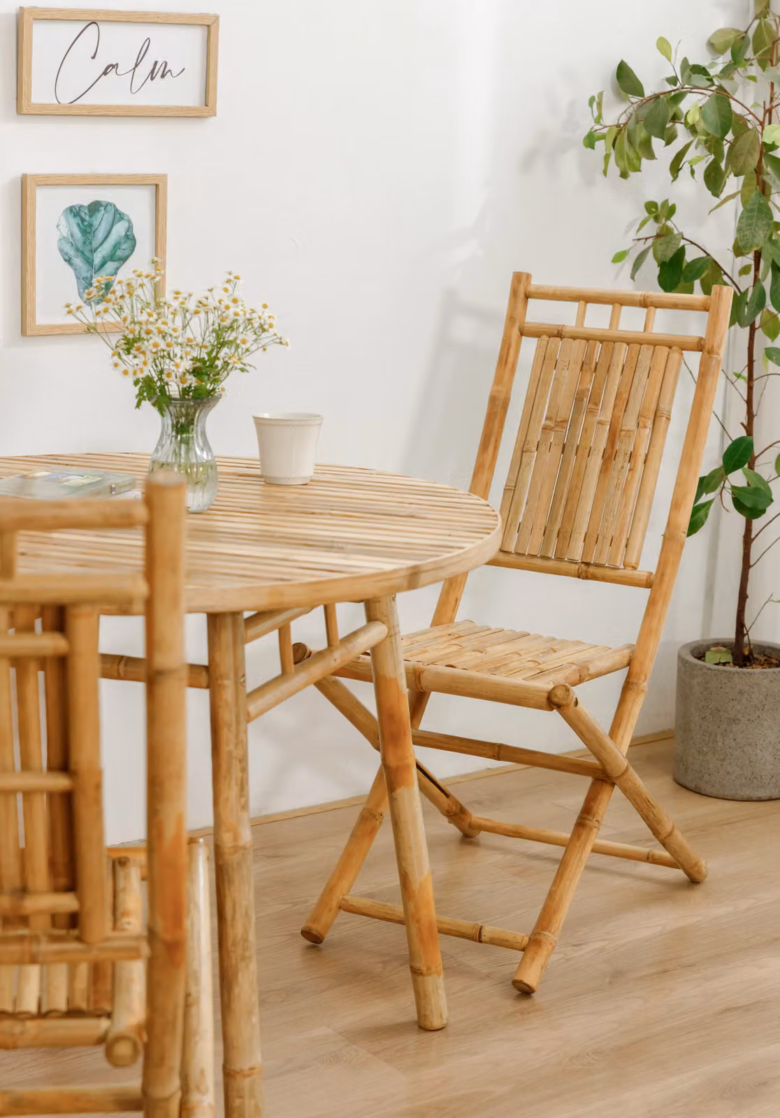 Nordlys Set of 2 Modern Brown Bamboo Chairs – 3