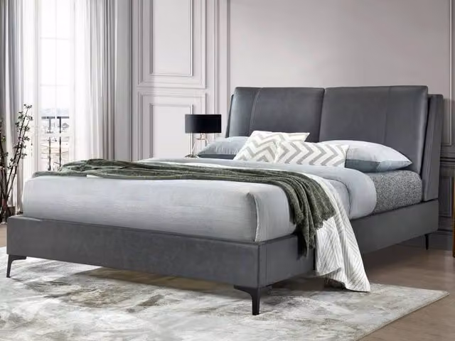 Bed Factory Direct Tuscany Pillow Bed Frame in Dark Grey, Double Size (140 x 200 cm)