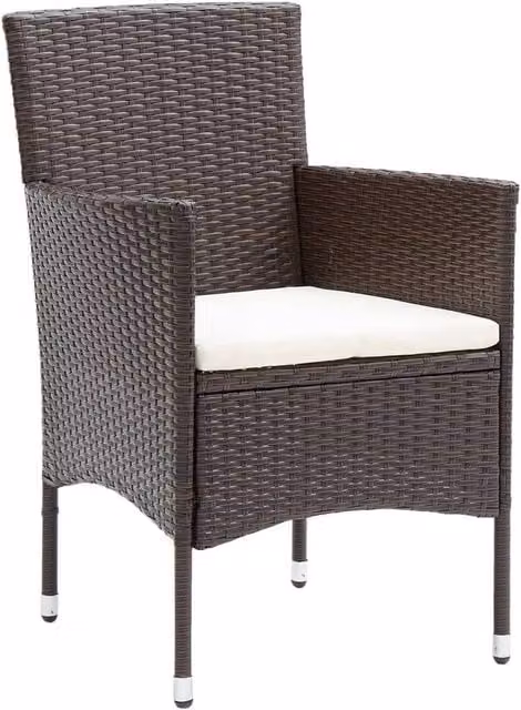 Berkfield Home Modern Poly Rattan Garden Dining Chairs, 2 Piece Set, Brown – 1