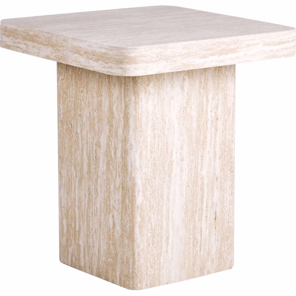 Wyld and Coco Beige Travertine-Style Side Table W/D/H: 50 x 50 x 50 cm – 2