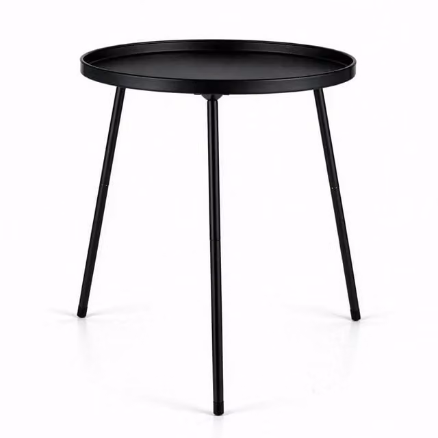 KORVIXA Black Round Metal Side Table – 1