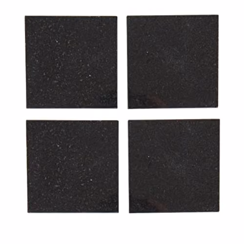 Creative Tops Set of 4 Round Black Granite Coasters with Non-Slip Cork Backing, Diameter: 10 cm