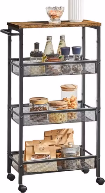 Modcraft Industrial Brown Metal Freestanding Kitchen Cart on Wheels
