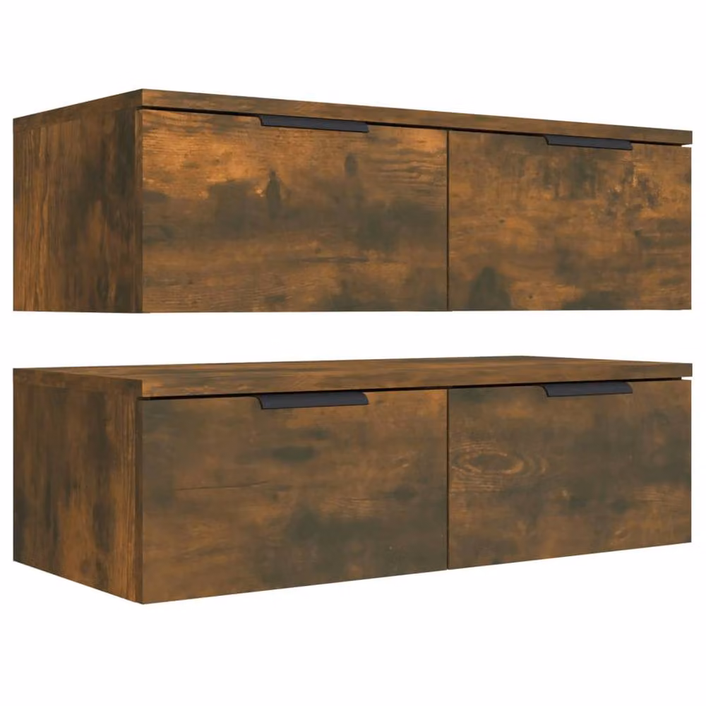Berkfield Home Set of 2 Wall Mounted Cabinets in Smoked Oak Brown, W/D/H: 68 x 30 x 20 cm – 3