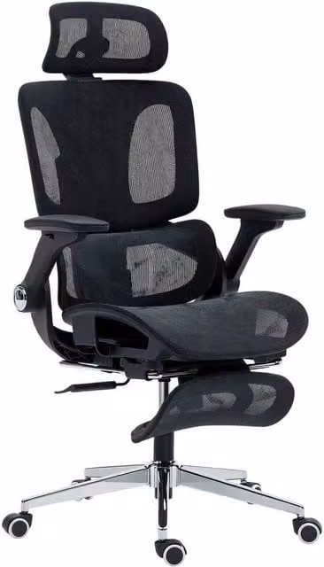 PAWNORA Ergonomic Mesh Desk Chair with Headrest and Lumbar Support in Black – 1