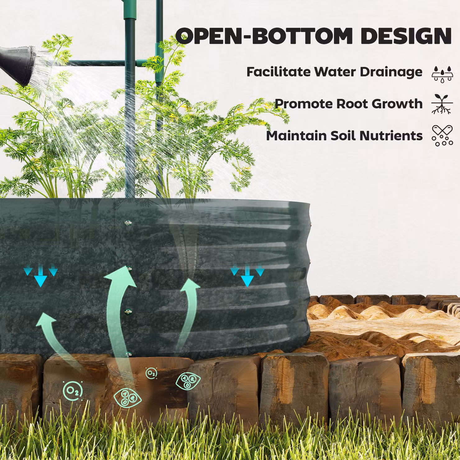 Outsunny Galvanised Steel Raised Garden Bed with Arched Trellis in Dark Grey, W: 121.92 cm, D: 60.0 cm, H: 140.2 cm – 7