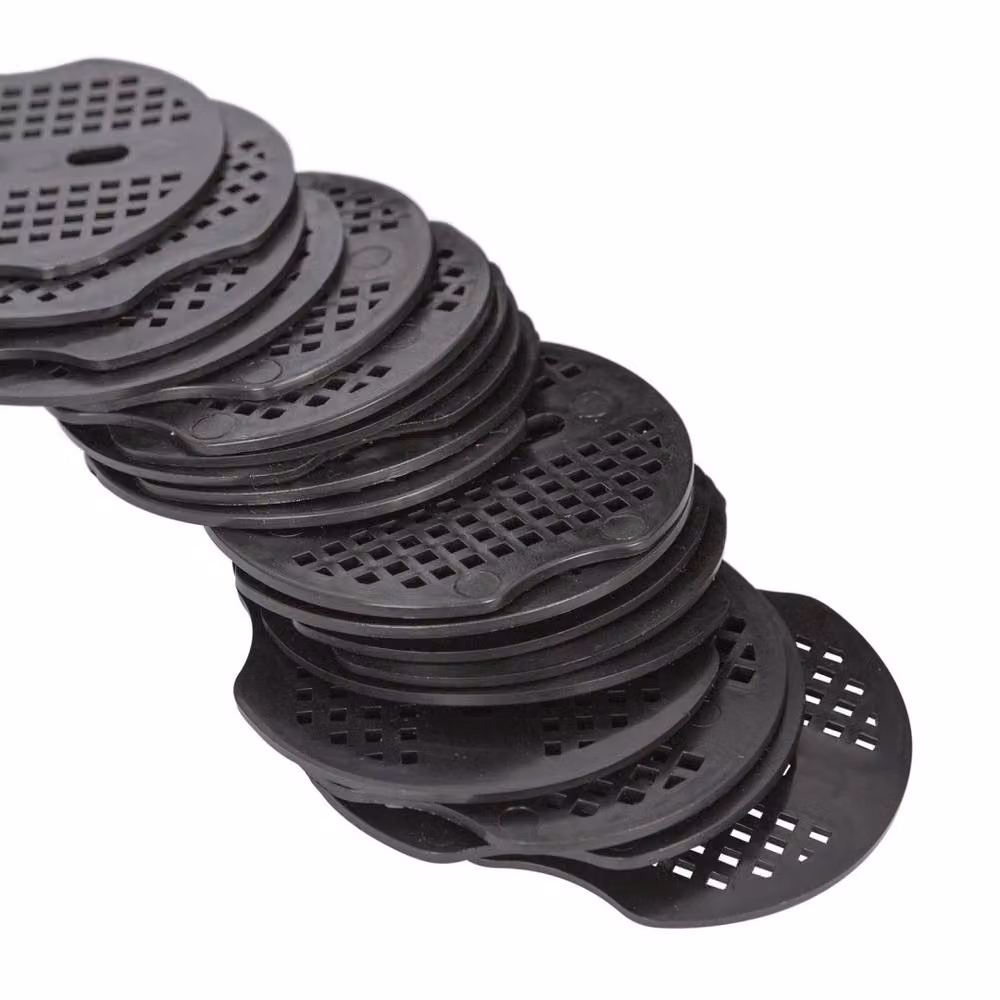 Havendro Heavy Duty Black Plastic Weed Control Membrane Peg Plates, W: 20 cm, H: 7 cm – 4
