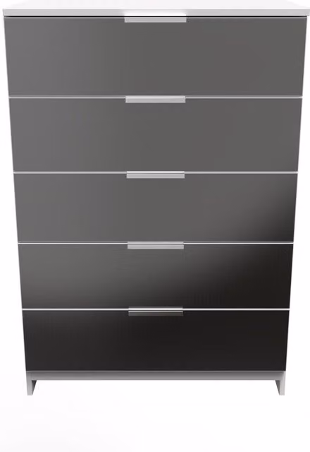 2 U Poole 5 Drawer Chest in Black Glossy Finish, Ready Assembled