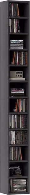 FORGEVIO 204 CD Storage Tower, 12-Tier Tall Freestanding Unit in Black Matt – 1