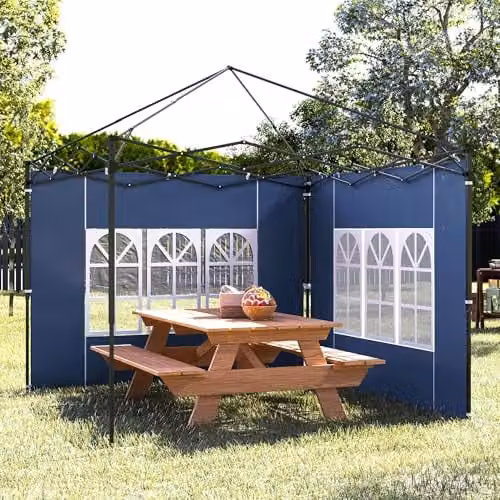 Outsunny Gazebo Side Panels with Window for 3x3m or 3x6m Canopy, Blue – 7