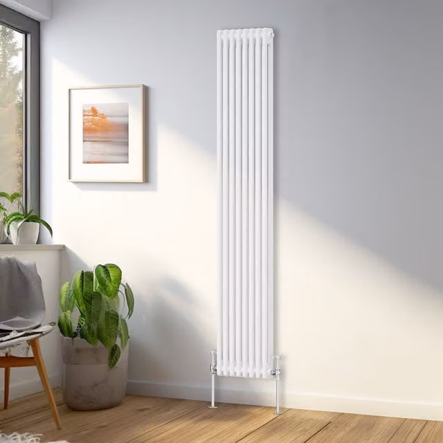 Right Radiators Traditional White Double Column Vertical Radiator, H 180 cm x W 38 cm