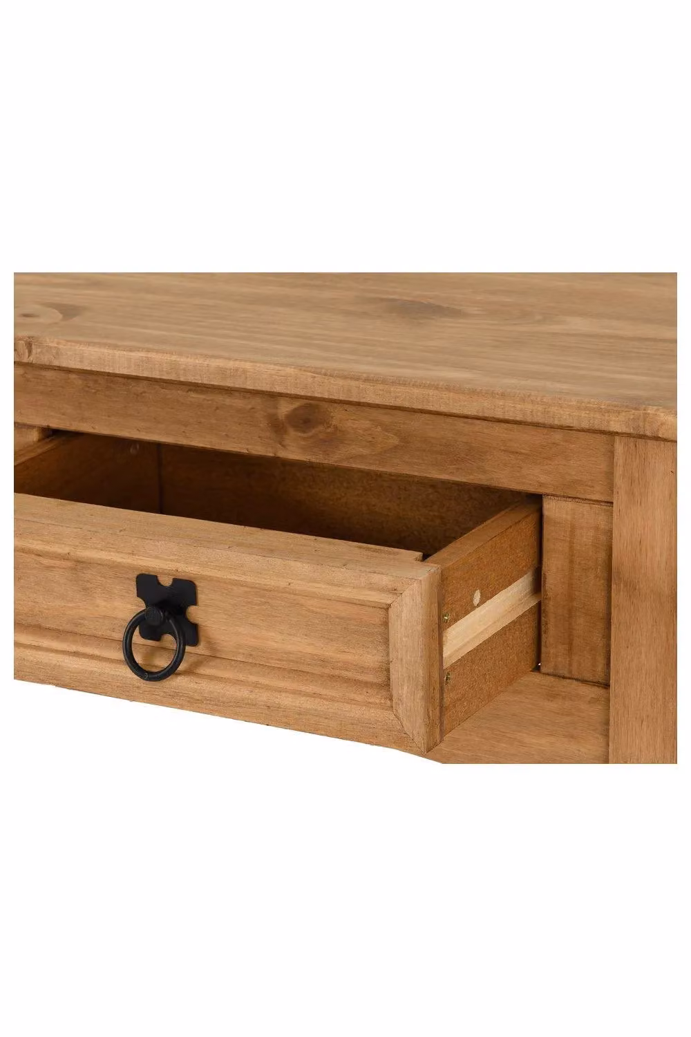 Seconique Corona 2 Drawer Console Table with Shelf in Brown Waxed Pine, W/D/H: 90 x 34.5 x 73 cm – 5
