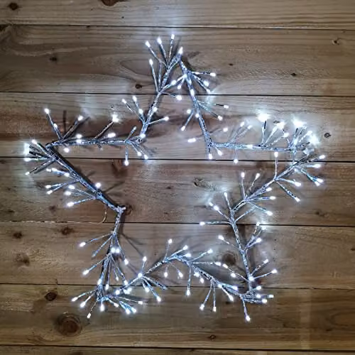 Snowtime Silver Christmas Star with 150 Ice White LEDs for Indoor and Outdoor Decoration, 60 cm – 2