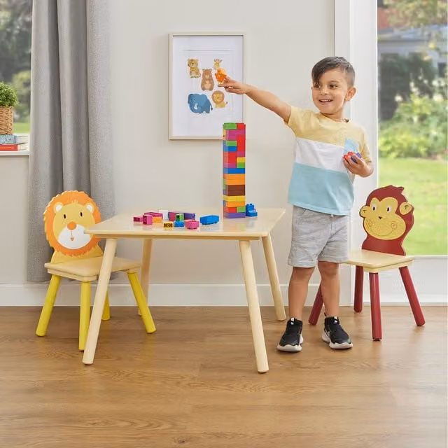 Liberty House Toys Pine Wood Childrens Table and 3 Chairs Set in Brown and Multicolour, W/D/H: 60 x 44 x 30 cm – 2