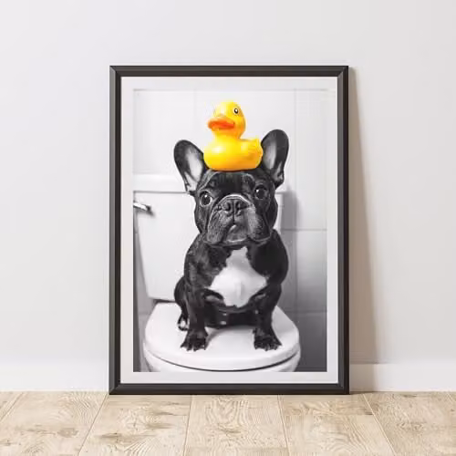 60 Second Makeover French Bulldog Rubber Duck Animal Print Paper Poster, A3