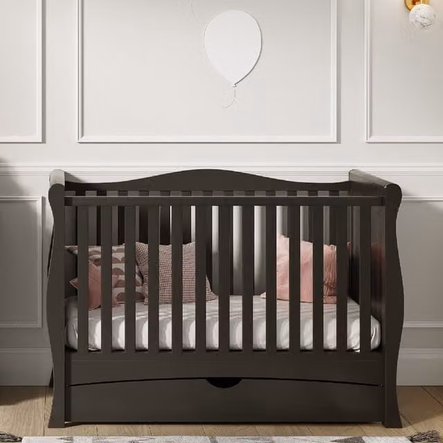 Gilbert Cot Classic Baby Bed in Black with Drawers