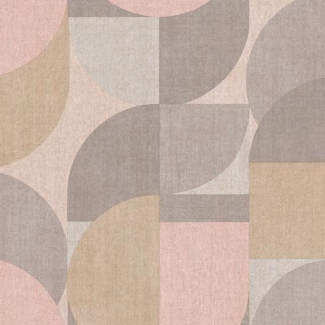 Grandeco Bauhaus Geometric Abstract Textured Wallpaper in Pink