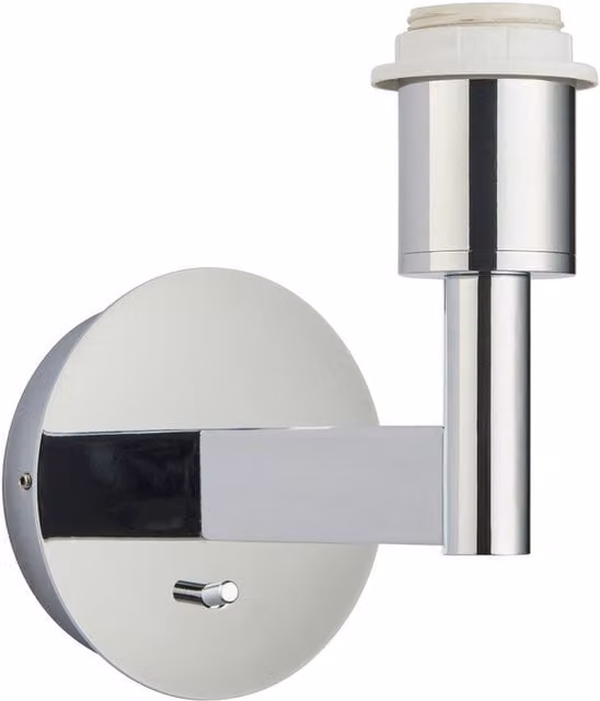Endon Owen Wall Light with Chrome Effect Plate, 1 Light Dimmable, E27, Grey and Chrome