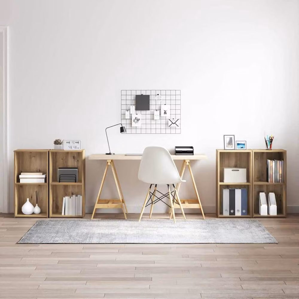 Berkfield Home Modern 4 Piece Artisan Oak Living Room Set with Shelf, Brown, W/D/H: 72 x 35 x 36.5 cm – 2