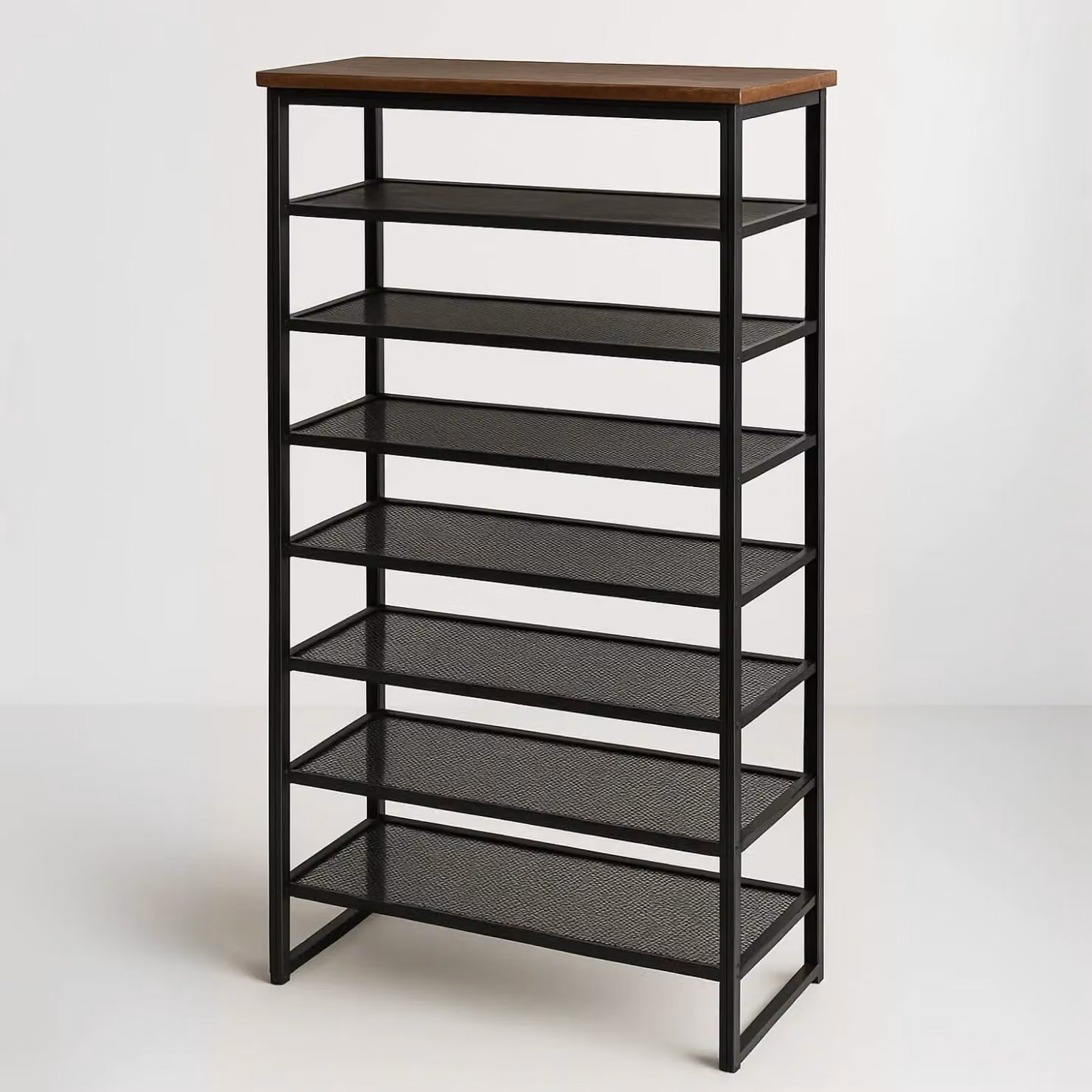Rafaelo Mobilia 8-Tier Industrial Shoe Rack in Brown and Black with Detachable Mesh – 8