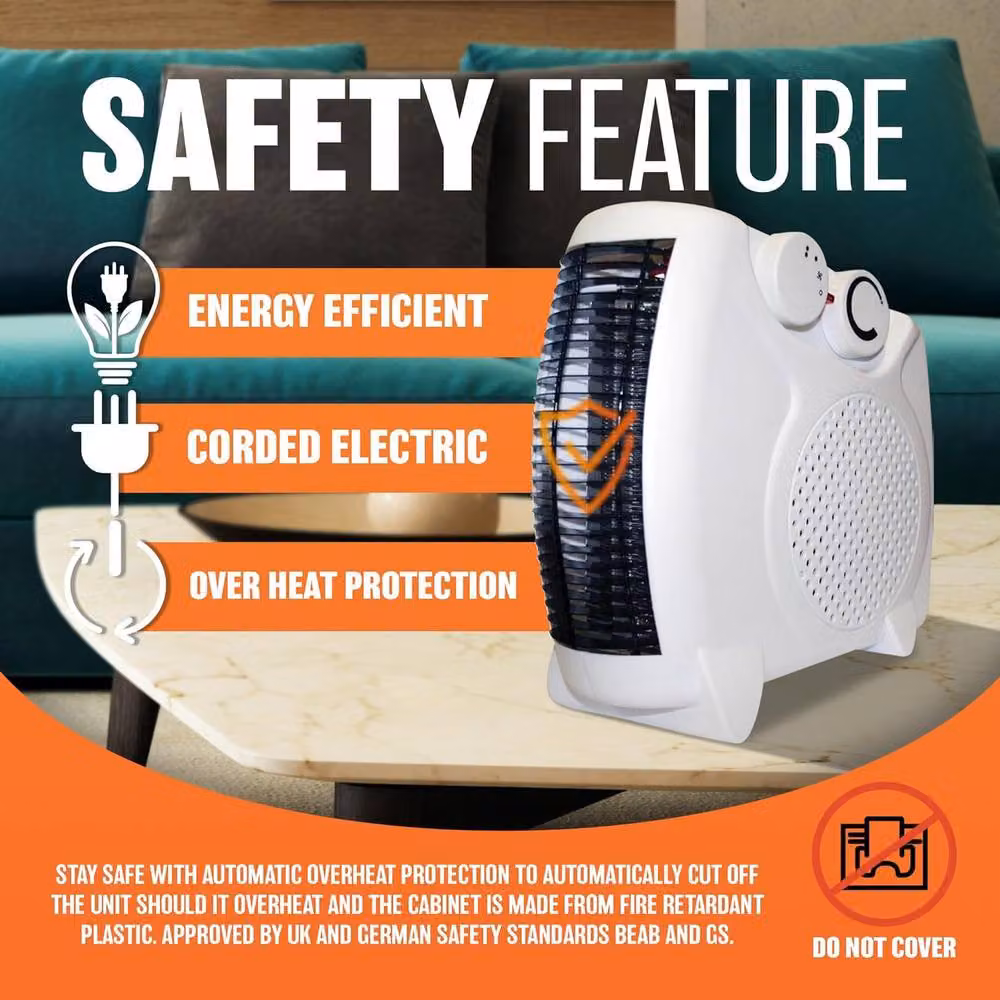 BARGAINS-GALORE 2000W Electric Thermo Fan Heater with 2 Heat Settings in White – 5