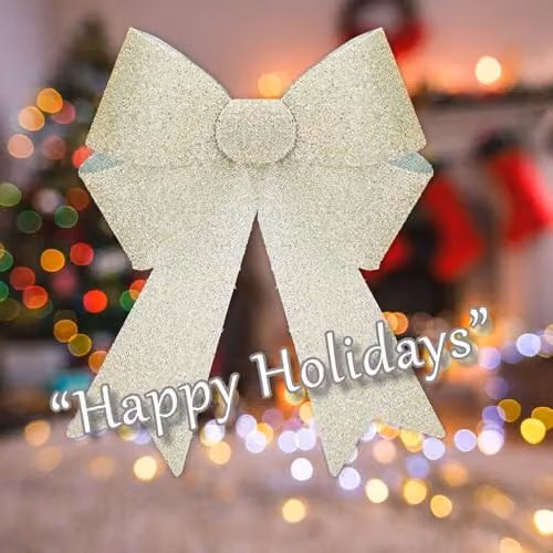 VFM e-Store Tinsel Bow Christmas Decoration in Gold and Beige, W/D/H: 22 x 32 x 7 cm – 4