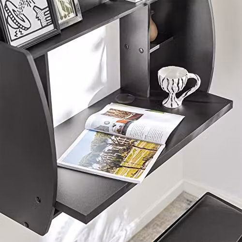 SoBuy FWT18-SCH Wall-Mounted Floating Computer Desk for Home Office, Black, W/D/H: 82 x 39 x 60 cm – 4