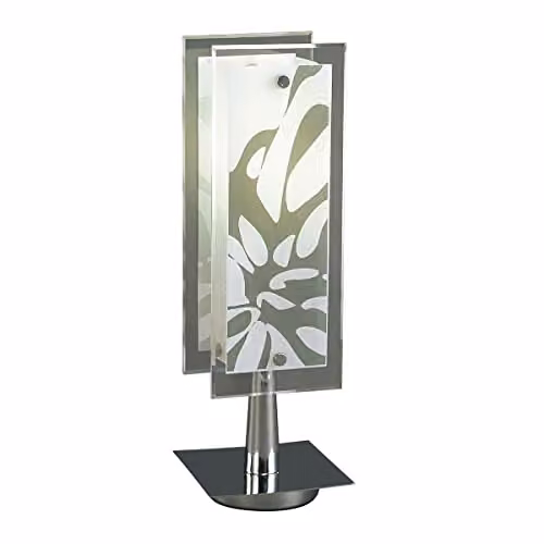 Netlighting Euphoria Table Lamp in Polished Chrome and White Glass with Grey Accents, E27 – 1