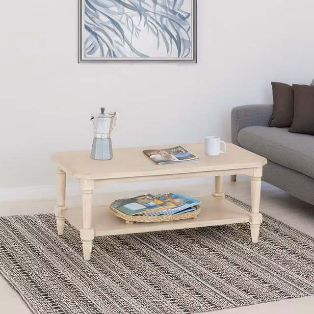 Seconique Chantilly Rectangular Coffee Table in Beige and White