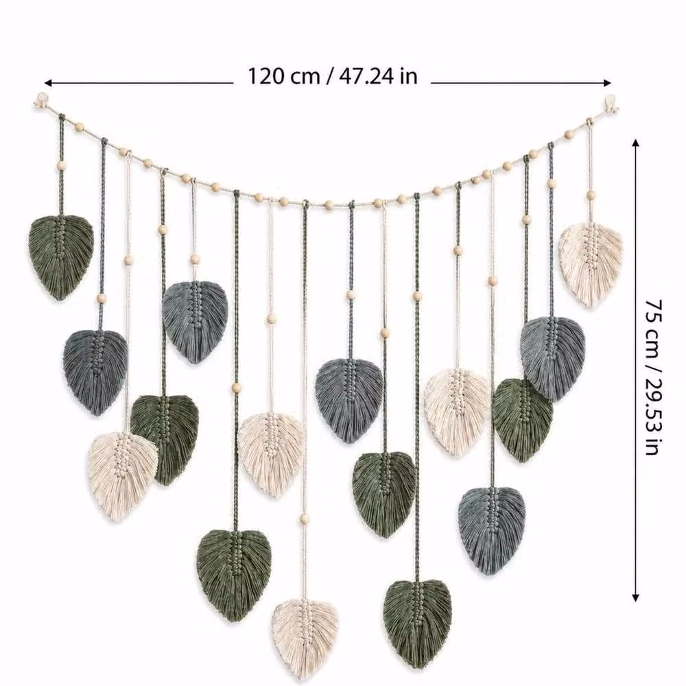 PAWNORA Boho Macrame Floral Wall Hanging Tapestry in Beige – 2