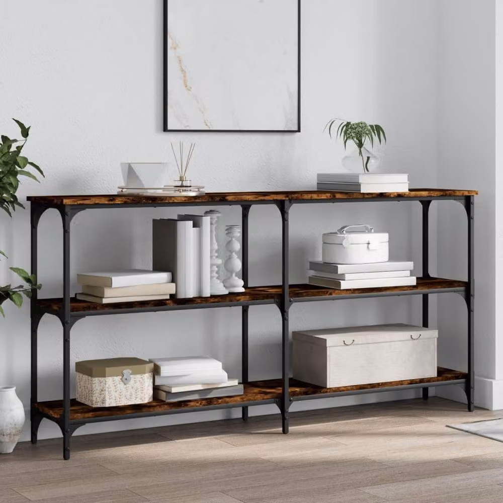 Berkfield Home Decorative Console Table in Smoked Oak Brown, W/D/H: 150 x 29 x 75 cm – 2