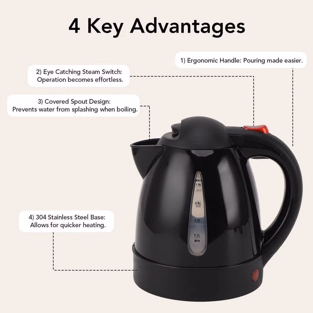 FLAVORA Portable 24V Fast Boil Kettle in Black, 1000ml – 2