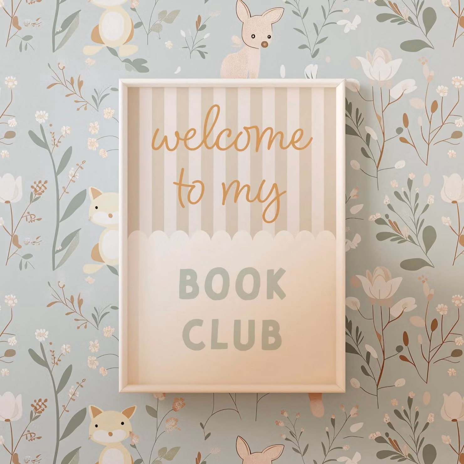 Autumns Corner Welcome To My Book Club Typography Print, Pink and Hessian, A3