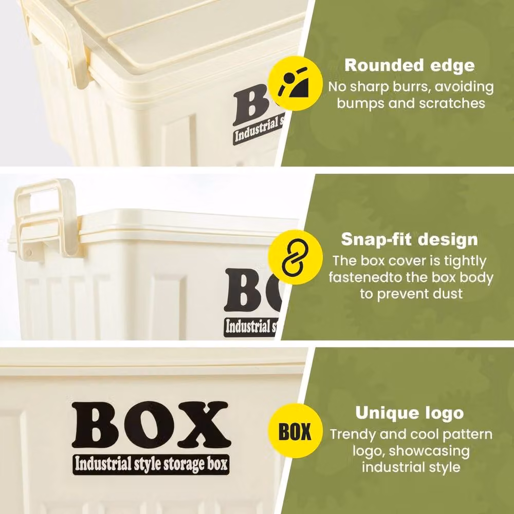 NESTLUNE White Industrial Style Plastic Storage Box with Lid – 3