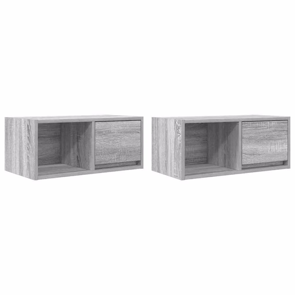 Berkfield Home Set of 2 Modern Grey Sonoma TV Cabinets, W/D/H: 60 x 31 x 25.5 cm – 2